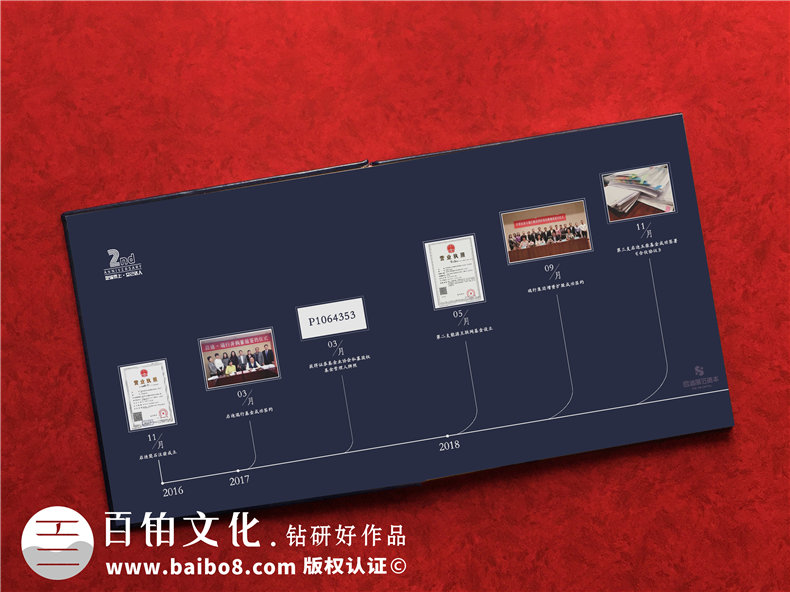 高端企業(yè)周年慶畫冊設計制作方案賞析-布面燙金紀念相冊案例模板
